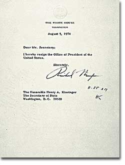 Nixon's resignation letter